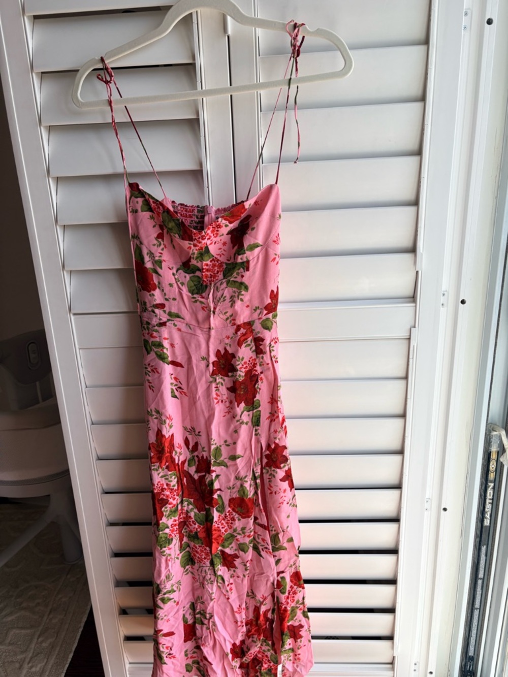 Reformation Size 2 Pink Floral Spaghetti Strap Midi Dress